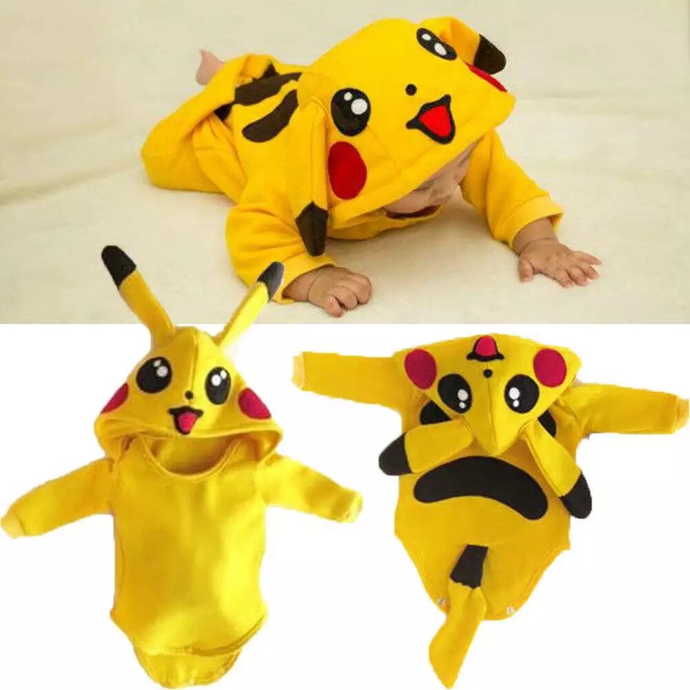 [Pickmine] Áo Liền Quần Pikachu Cho Bé Trai Bé Gái Trẻ Mới Biết Đi Áo Liền Quần Trang Phục Trang Phục Hóa Trang