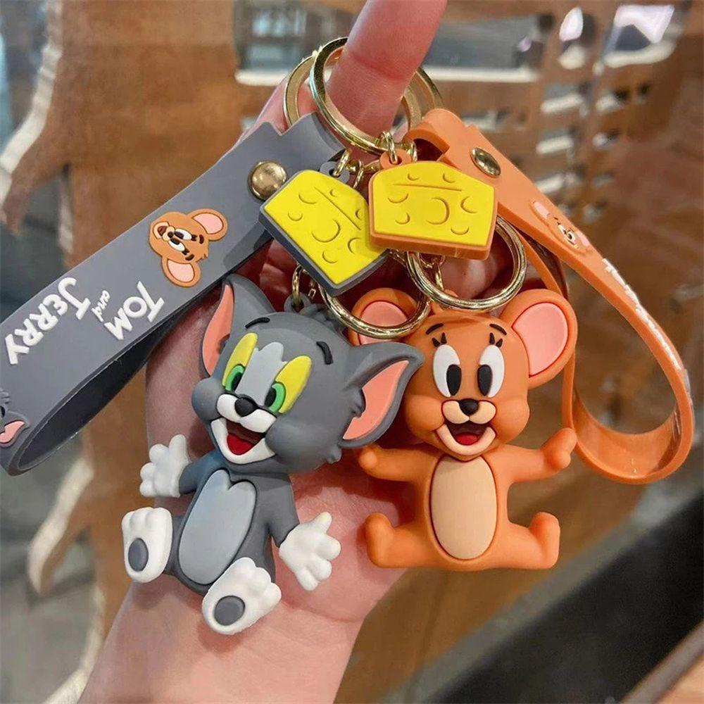 Móc khóa MMULCK thiết kế nhân vật Tom/ Jerry hoạt hình dễ thương sáng tạo làm quà tặng trẻ em treo xe hơi túi xách