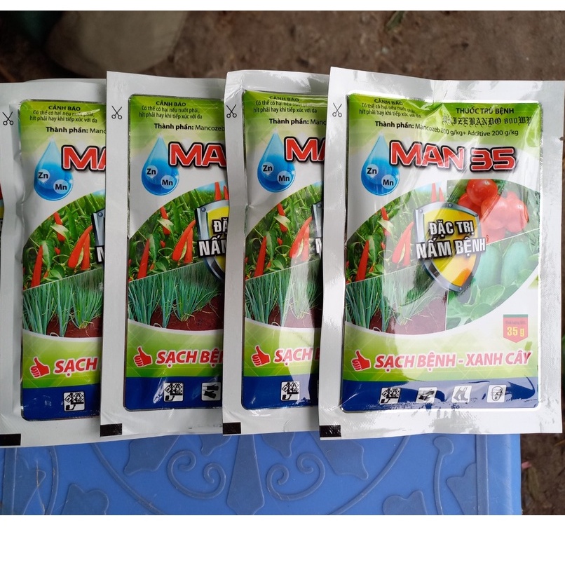 Chế phẩm xử lý bệnh Mancozeb Man xanh Man35 phòng ngừa Đốm vàng lá, thán thư, sương mai, mốc sương