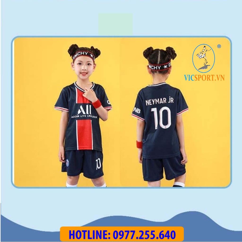 Áo Bóng  Đá, Áo Đá Banh Trẻ Em  CLB PSG Vải Thun Lạnh Thoáng Mát Cho Bé - Vicsport