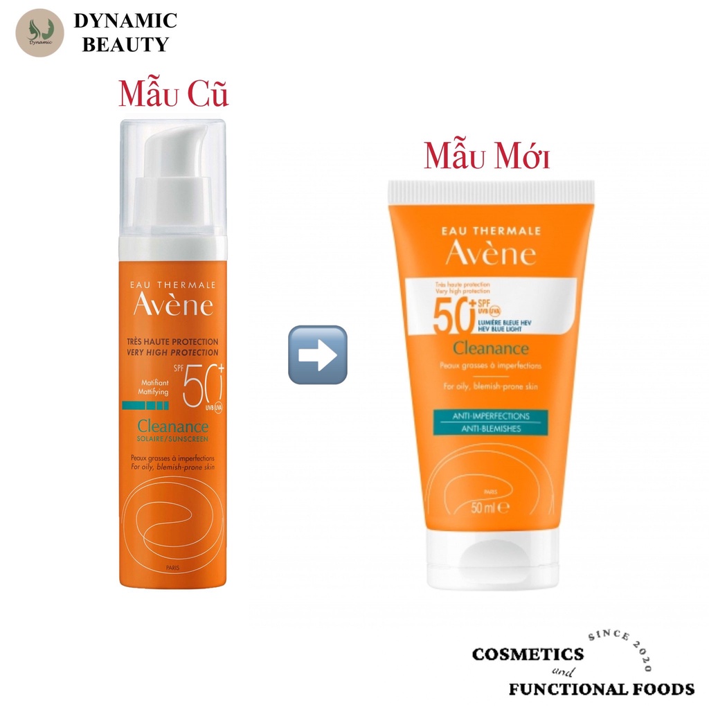 [Mẫu mới] Kem chống nắng Avene cleanance dành cho da dầu nhờn mụn/ Avene fluide cho da thường, hỗn hợp nhạy spf 50+ 50ml