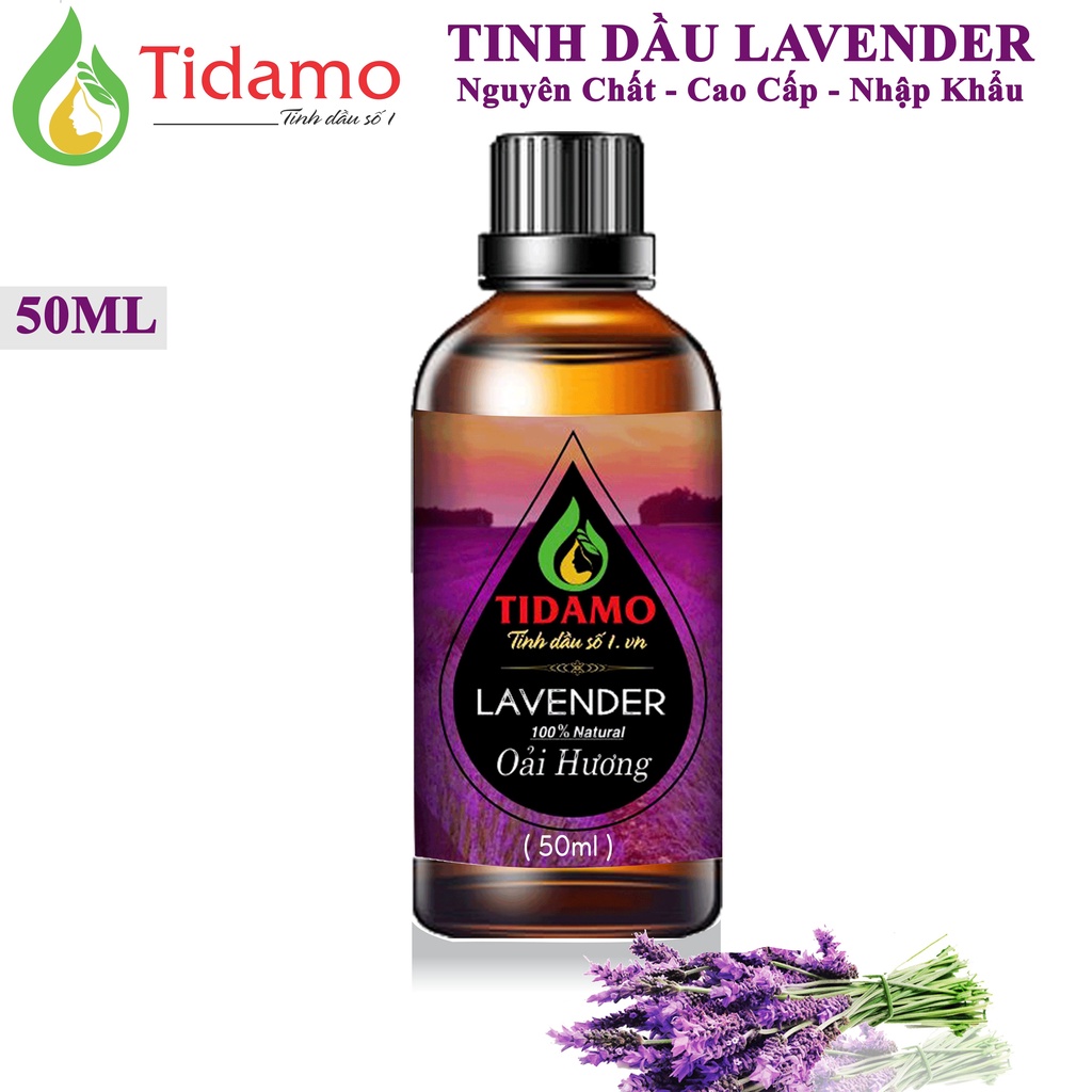 Tinh Dầu Oải Hương/ Lavender TIDAMO Thiên Nhiên Hữu Cơ Xông Phòng Giảm Stress Xua Đuổi Côn Trùng, 5ml/10ml/30ml/50ml