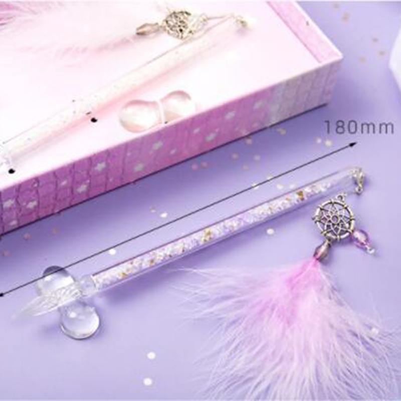 Bút Thạch Anh Pha Lê seng Có Mặt Dây Chuyền Lông Vũ 30ml Làm Quà Tặng Sinh Nhật