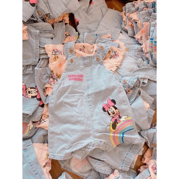 Set yếm và áo Mickey bé gái😍 Có ảnh thật- hàng xuất dư😍 Yếm bé gái hàng xuất dư size 4-9kg