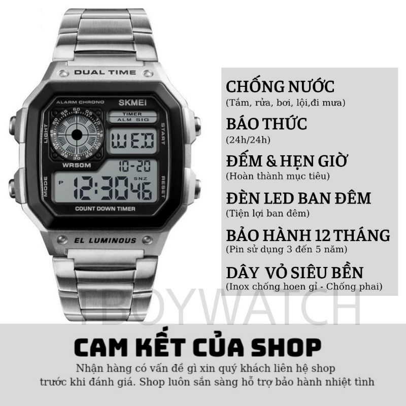 Đồng hồ nam SKMEI S135 chính hãng điện tử thể thao - Phong cách thời trang Ae1200 màu đen, trắng, vàng D8