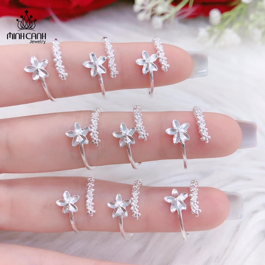 Nhẫn Bạc Nữ Hình Hoa 5 Cánh Dáng Hở Freesize - Minh Canh Jewelry