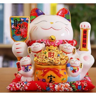 MÈO THẦN TÀI, MÈO MAY MẮN MANEKI NEKO 18005 CAO 23CM
