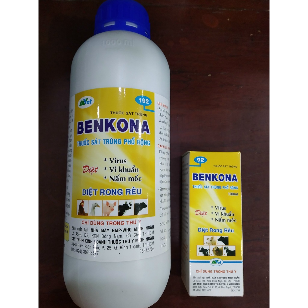 Phun, xịt sát trùng chuồng trại BENKONA   chai 100ML