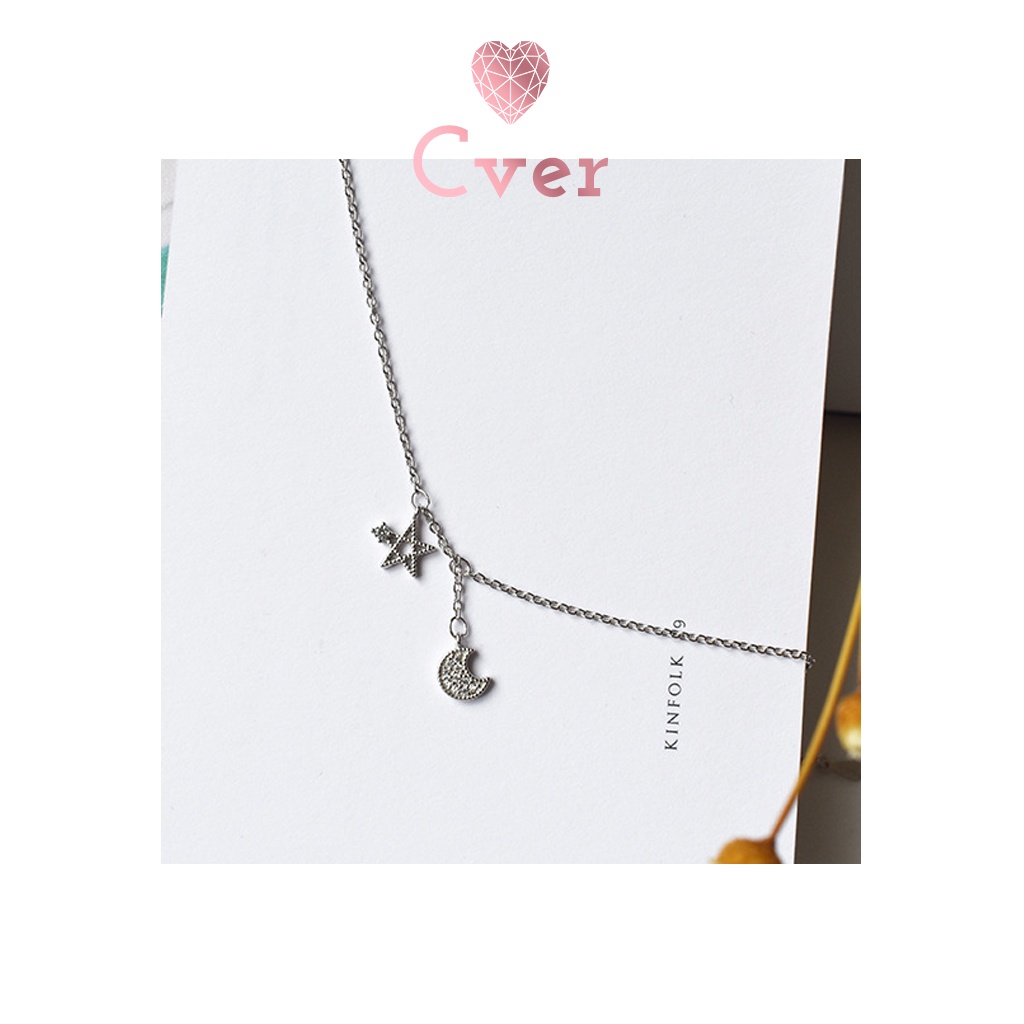 Lắc chân bạc Cver Silver S925 nữ hình trăng khuyết và ngôi sao đơn giản, nhẹ nhàng LC-JL-14