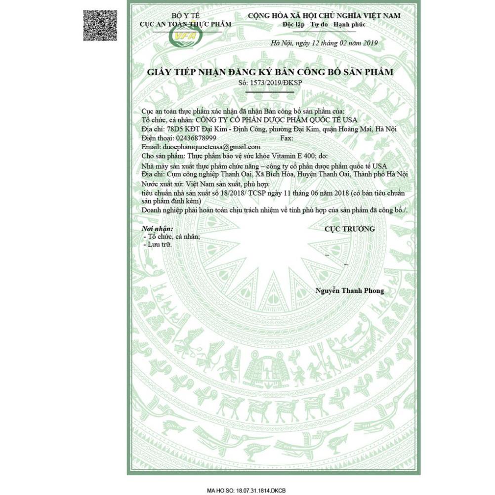 Viên uống Vitamin E 400 iu Giúp làm đẹp da - Hộp 100 viên bổ sung vtm E 400mg ngăn ngừa lão hóa, tốt cho sinh lý