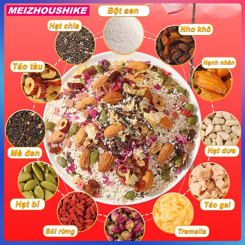 [ M11 ] Củ sen hoa hồng mix hạt dinh dưỡng Meizhoushike lon 500g .