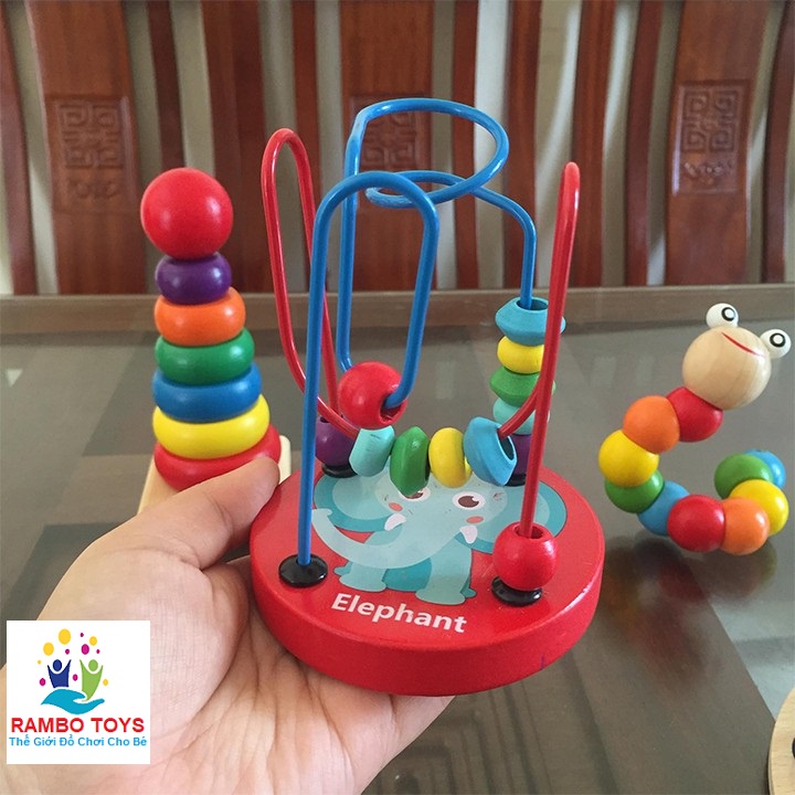 Combo đồ chơi thông minh Montessori 6 món bằng gỗ cho bé, đồ chơi gỗ an toàn cho bé RAMBO TOYS