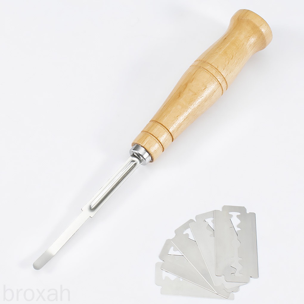 Dụng Cụ Cắt Bột Bánh Mì Bằng Thép Không Gỉ Tay Cầm Gỗ Có Nắp Đậy Pu Tiện Dụng