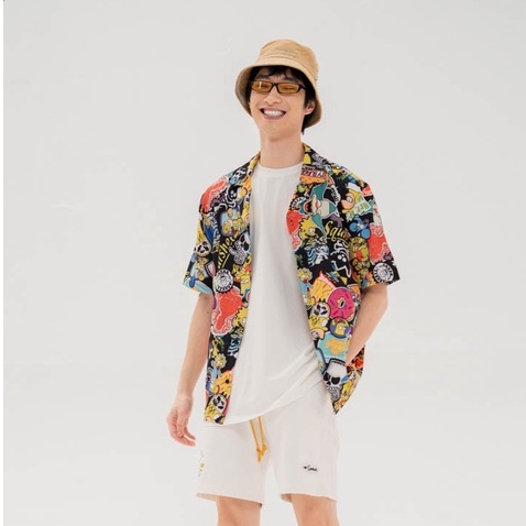 Áo Sơ Mi BOO Ngắn Tay Unisex Dáng Oversize In Tràn Họa Tiết The Simpsons BZL Cá Tính Dành Cho Gen Z