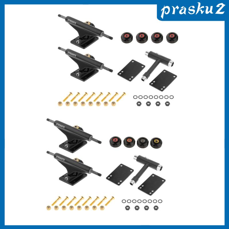 [PRASKU2]Skateboard TRUCKS 52mm Wheels and Bearings with Pads