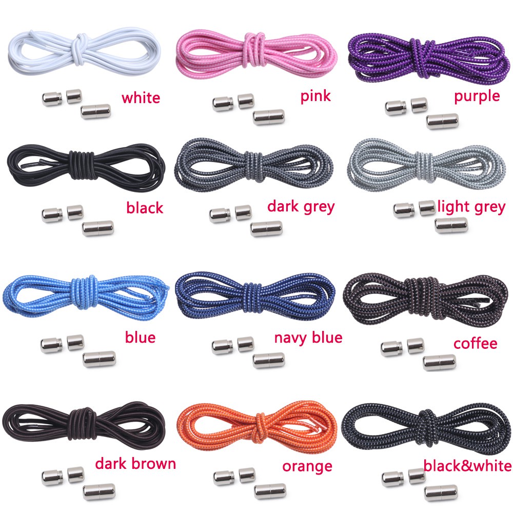 Dây Giày Thể Thao Co Giãn Không Cần Buộc Nhanh 12 Màu Thời Trang Cho Người Lớn Và Trẻ Em