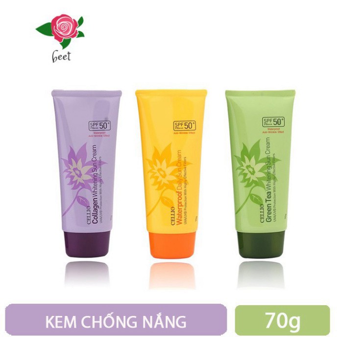 [HÀNG CHÍNH HÃNG] Kem chống nắng Hàn Quốc Cellio SPF 50PA+ 70g kiểm soát dầu tốt, không thấm nước