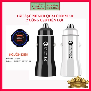 Tẩu Sạc Nhanh Ô Tô, Xe Hơi Hitechcar Qualcomm 4.0 Gồm 2 Cổng USB Tiện Dụng - Tẩu Sạc Ô Tô Chuyên Dụng Cao Cấp Giá Rẻ