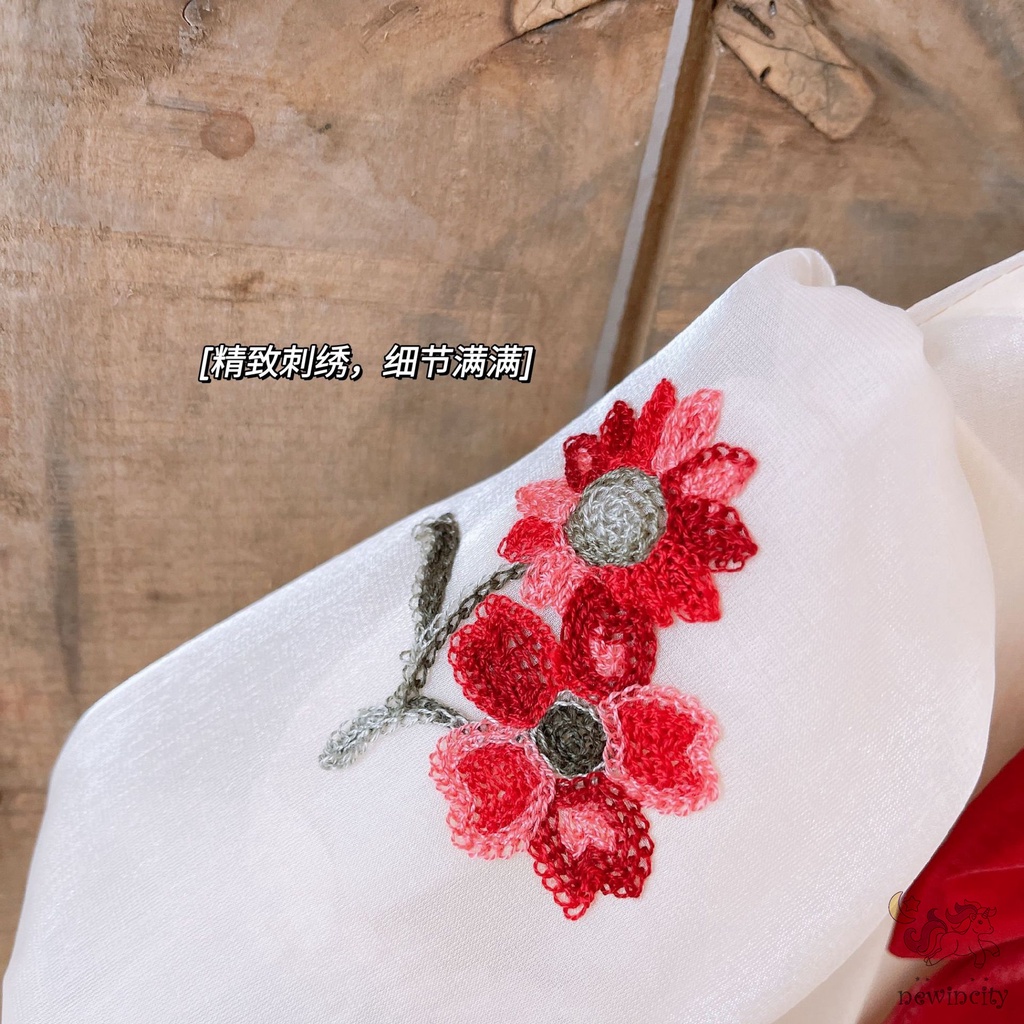 Đầm Công Chúa Tay Phồng Ngắn Phối Lưới Thắt Nơ Phong Cách Hàn Quốc Cho Bé Gái