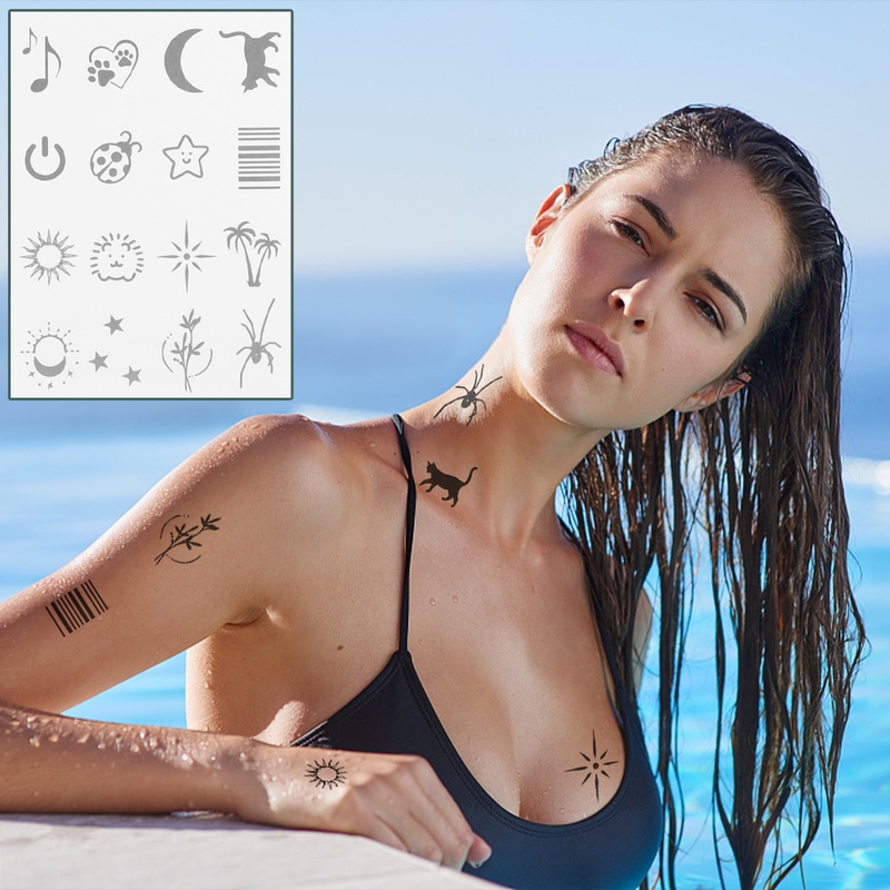 Set 5 Miếng Dán Hình Xăm Tạm Thời Họa Tiết Nước Ép Gợi Cảm Chống Nước