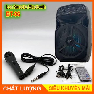 Loa Karaoke Bluetooth Mini BT-06 - Âm Thanh HiFi Cực Hay - Tặng Kèm Mic Karaoke có dây