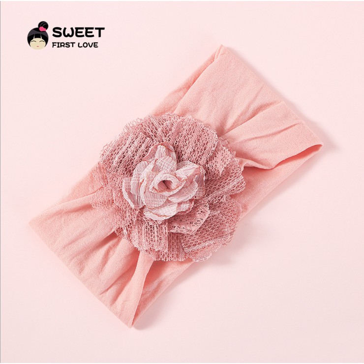 Turban- băng đô cotton cho bé cotton mềm mịn hoa ren