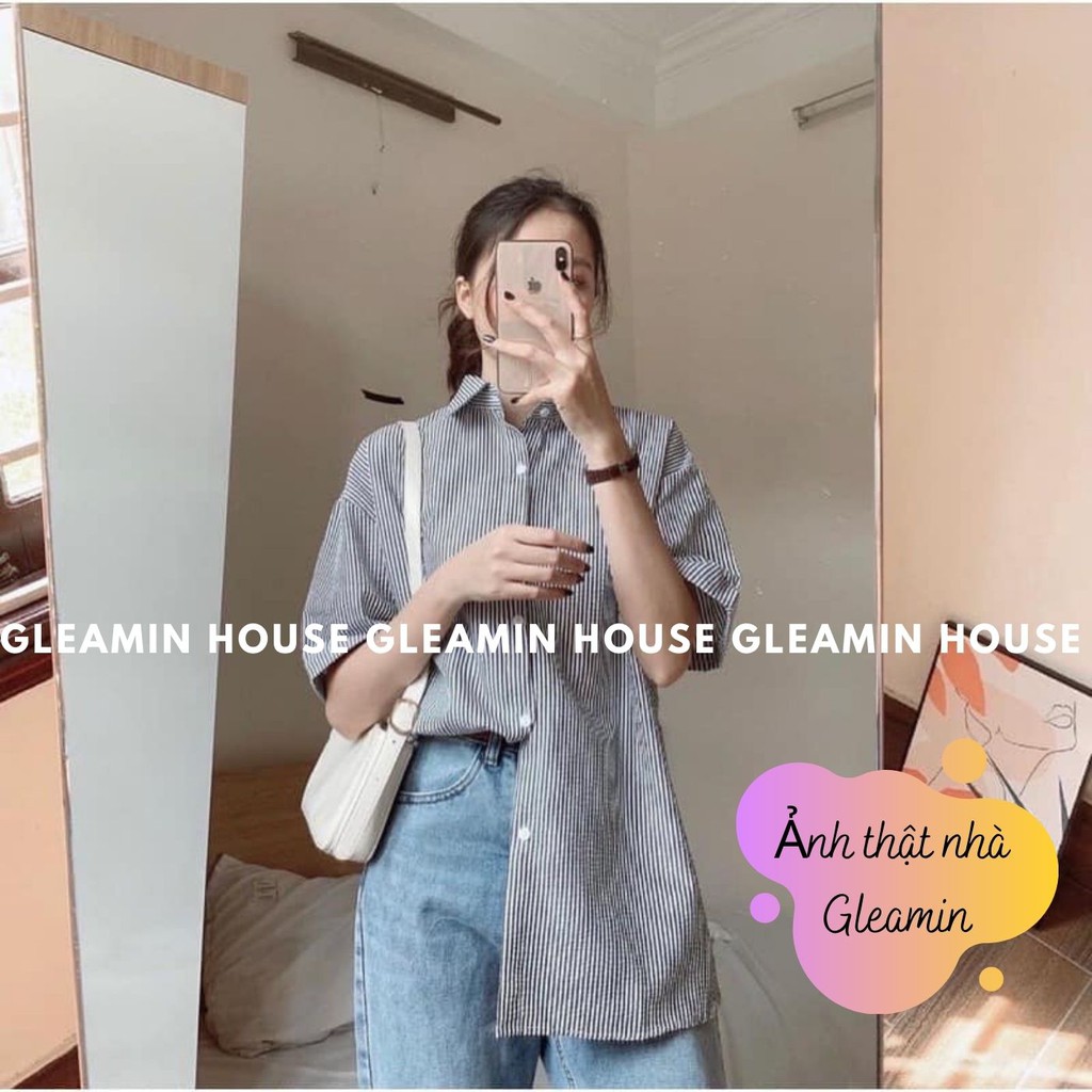 ( Video/ảnh thật ) Áo sơ mi nữ KẺ SỌC cộc tay cổ đức - Áo sơ mi nữ kẻ ngắn tay, đủ 4 màu [HÀNG QUẢNG CHÂU LOẠI 1] | BigBuy360 - bigbuy360.vn