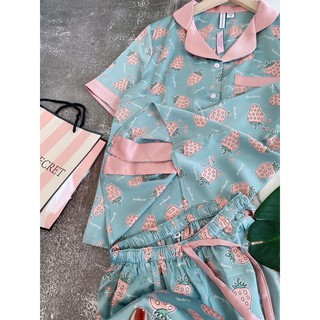 Bộ ngủ lụa quần ngố chỉ còn HỒNG