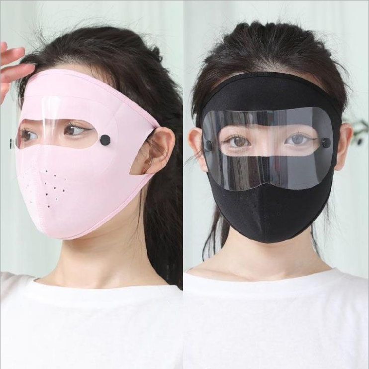 Khẩu trang chống gió chất liệu lụa lạnh có kính bảo vệ ống kính có thể giặt được