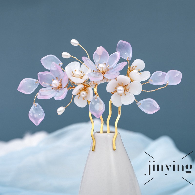 GETNOIVAS Trâm cài tóc hình hoa phong cách Trung Hoa cổ điển cho nữ