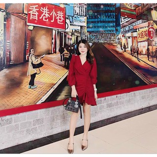 Đầm đỏ rút dây