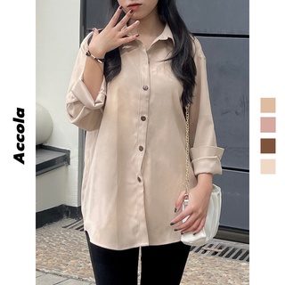 Áo sơ mi nữ korea freesize chất liệu nhung tăm Accola 2112