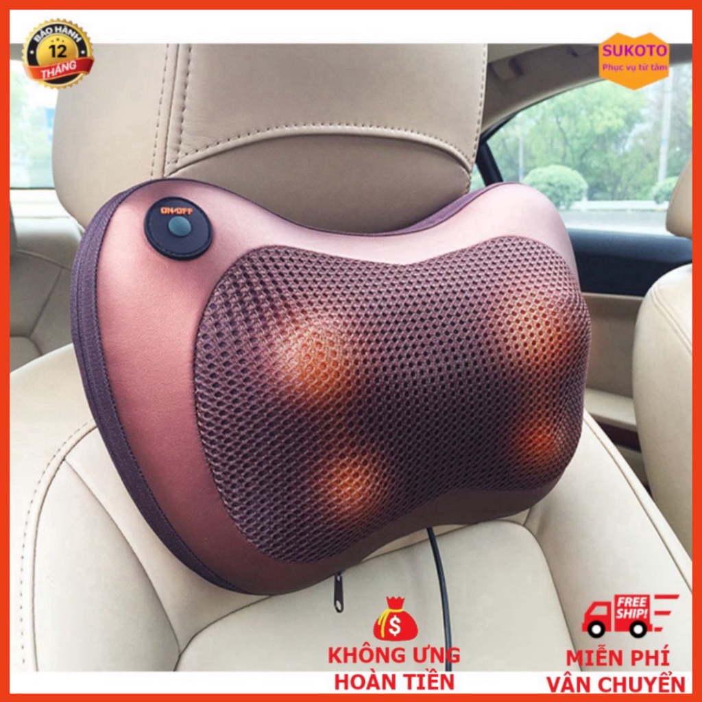 Gối massage hồng ngoại 8 bi 2 chiều cao cấp, gối mát xa cổ vai gáy chính hãng công nghệ Nhật Bản, bảo hành 5 năm A34 [ H