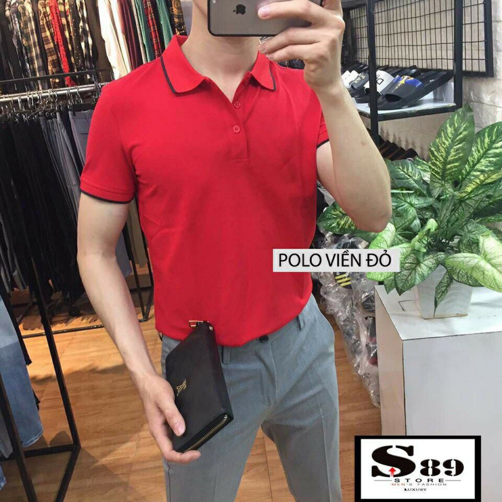 Áo phông nam ngắn tay cổ bẻ phối viền cao cấp : Kiểu dáng Hàn Quốc chất liệu cotton , co giãn 4 chiều | BigBuy360 - bigbuy360.vn