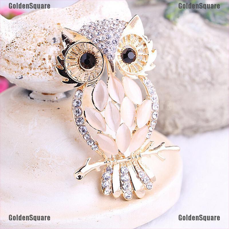 Big Owl Brooches Bouquet Vintage Wedding Hijab Scarf Pin Up Buckle Broches [GoldenSquare]