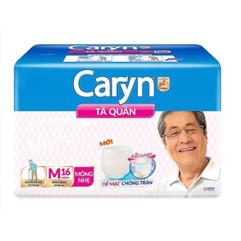 Tã Bỉm Quần Người Lớn Caryn Mỏng Nhẹ Chống Tràn Size M16/L14/L28/XL12 Dành Cho Người Già Có Thể Tự Đi Lại Được