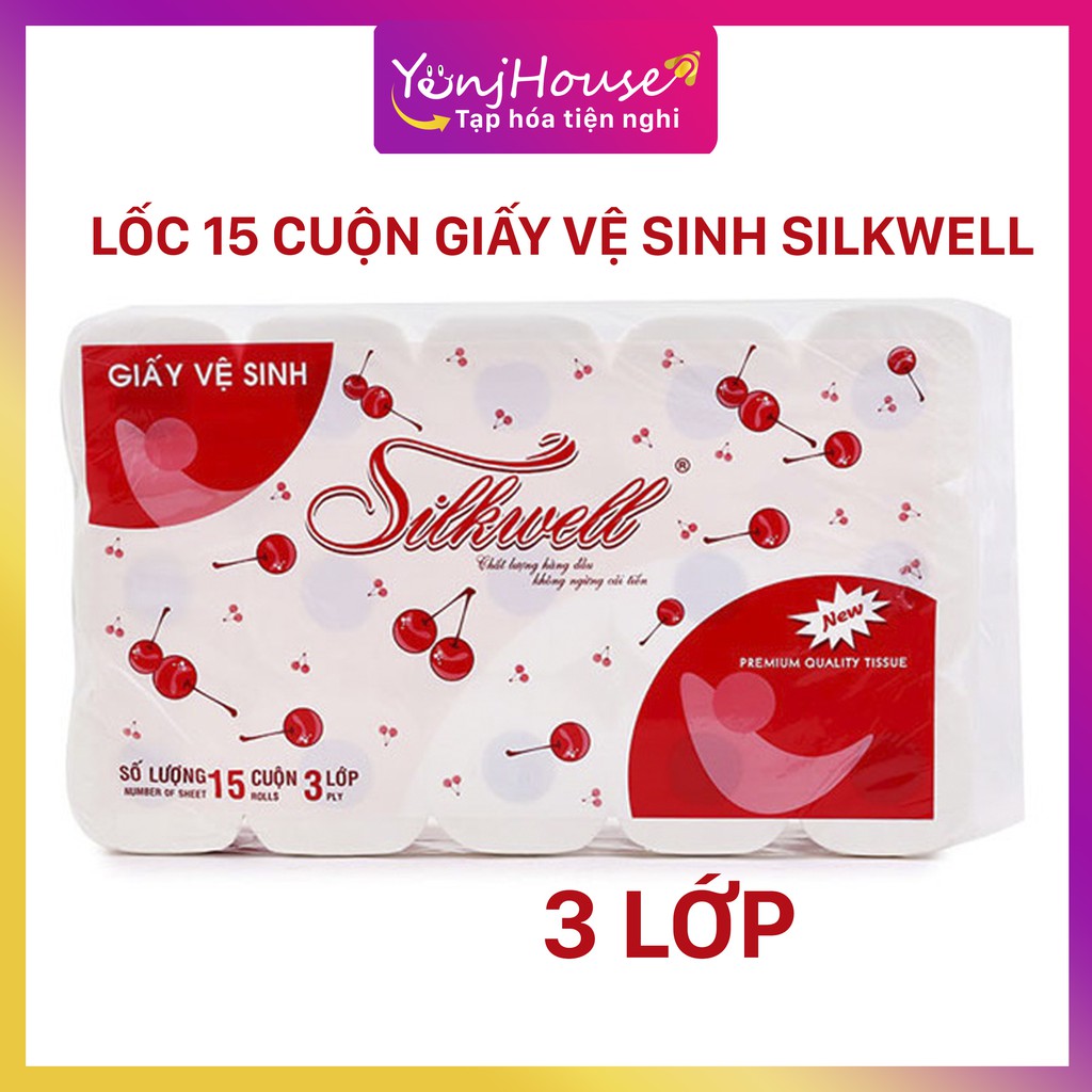 Lốc 15 cuộn giấy vệ sinh Silkwell 3 lớp - Yenjhouse