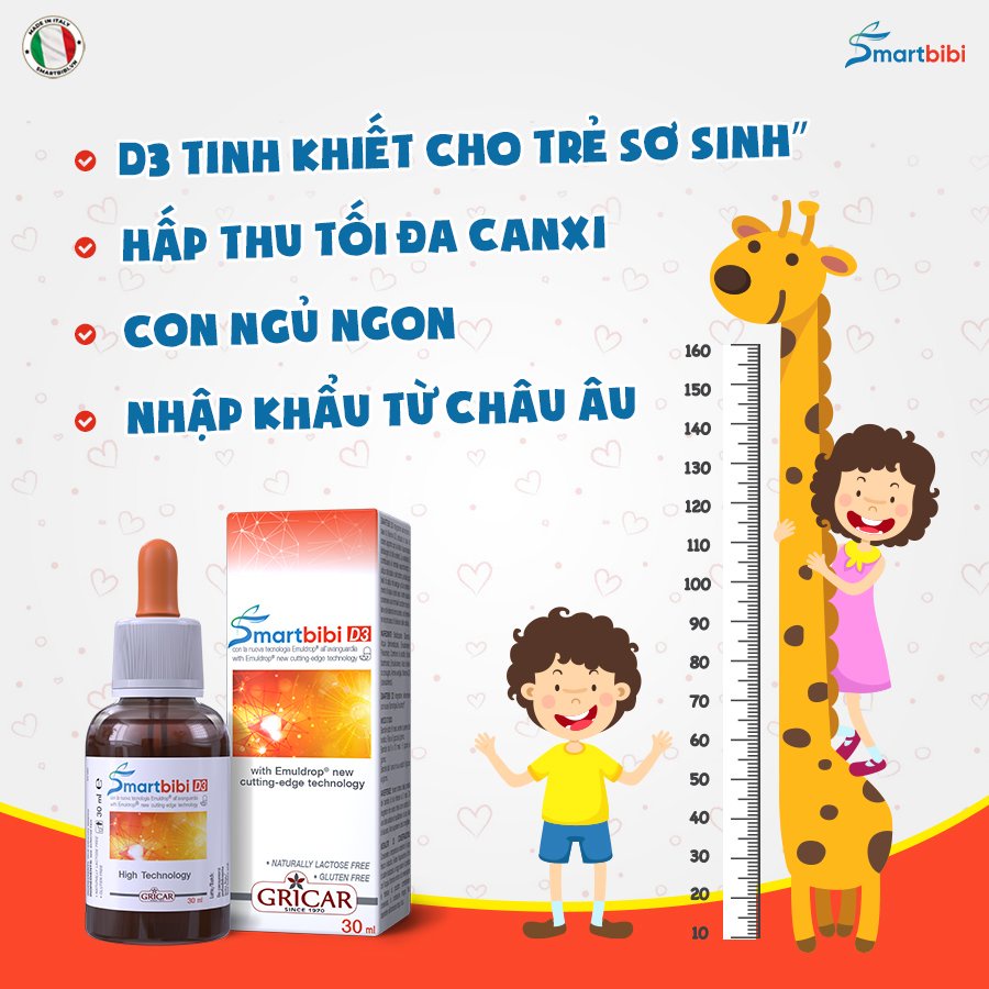 ✔️️️(Chính Hãng) Smartbibi D3 nhập khẩu Châu Âu - chống còi xương, tăng chiều cao cho trẻ nhỏ