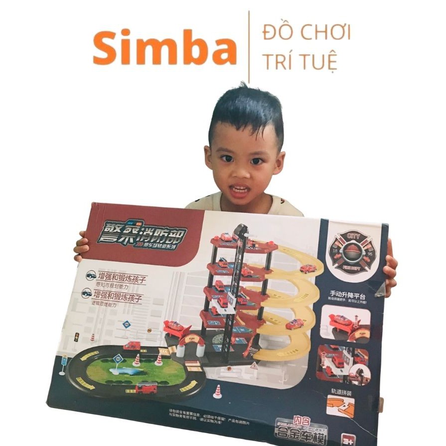 Mô hình nhà xe cứu hoả cảnh sát đồ chơi Simbaba lắp ráp mô hình nhà xe nhựa thông minh...