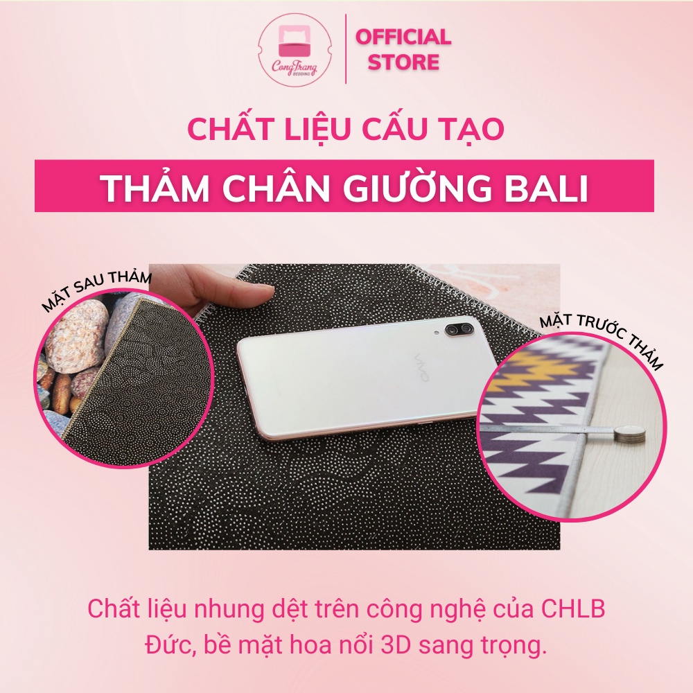 Thảm trải chân giường, thảm bali trang trí chân giường phòng ngủ kích thước 2mx80cm cao cấp