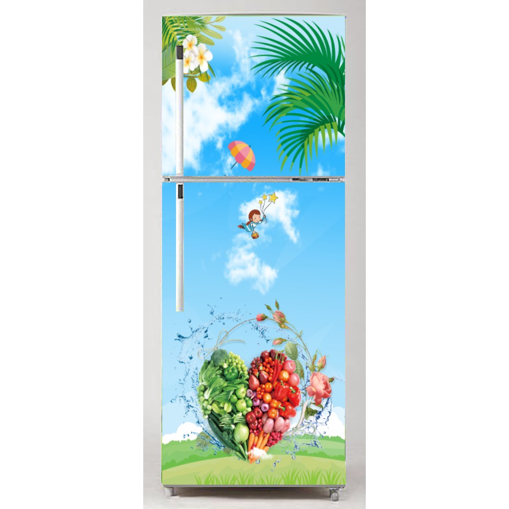 DECAL DÁN TRANG TRÍ TỦ LẠNH - TRÁI TIM RAU CỦ