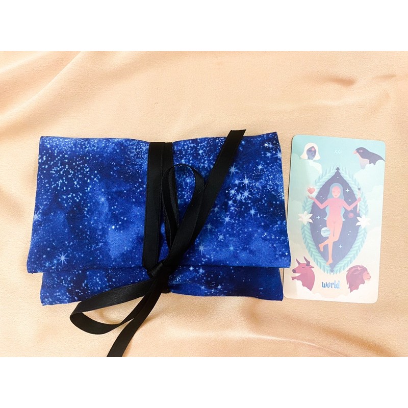 BLUE SPACE - Túi nắp ngắn đựng bài Tarot (dây ribbon đen)