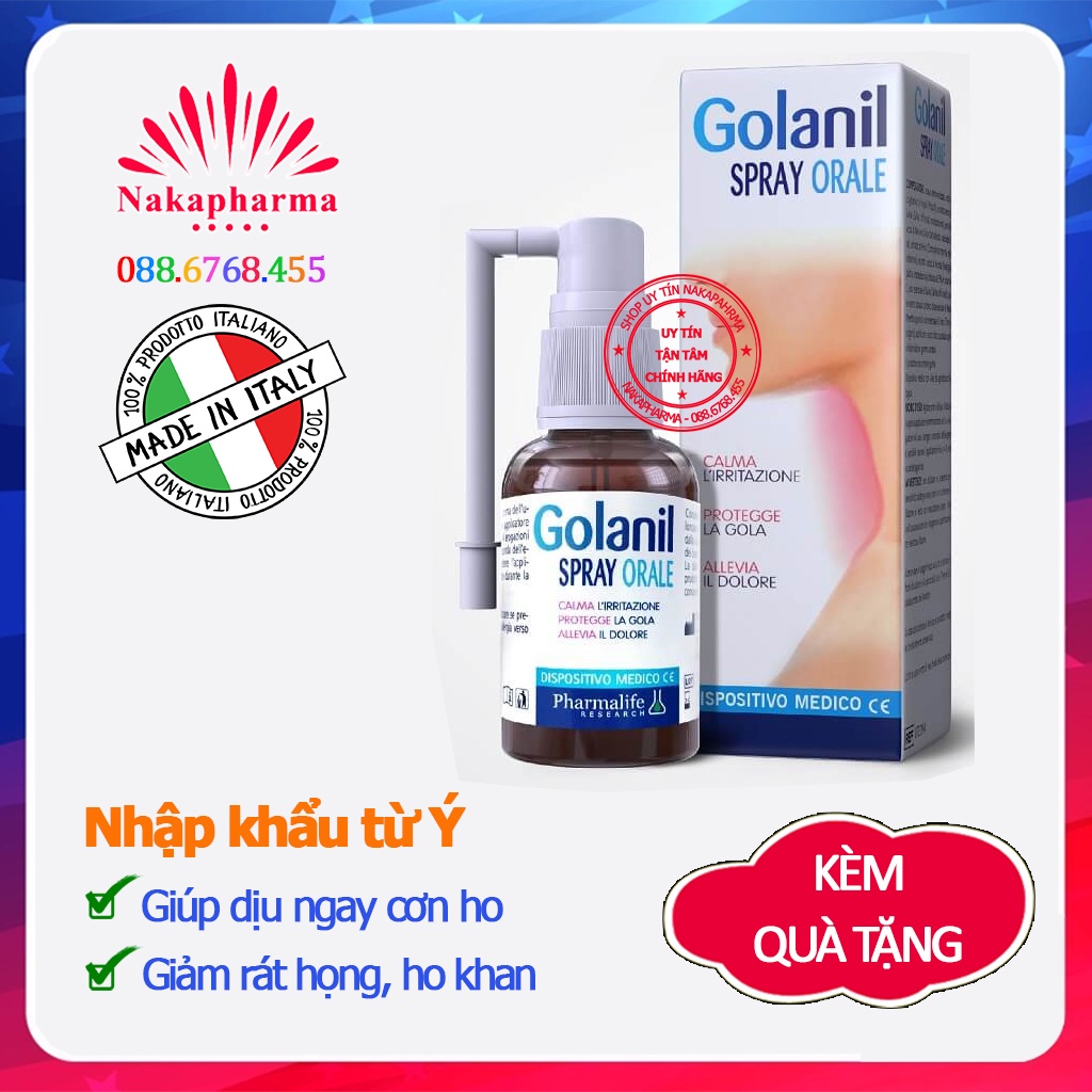 [KÈM QUÀ] Xịt Họng Golanil Spray Orale từ Ý – Giúp dịu ngay cơn ho, đau rát họng, giảm cảm cúm, bảo vệ hệ hô hấp