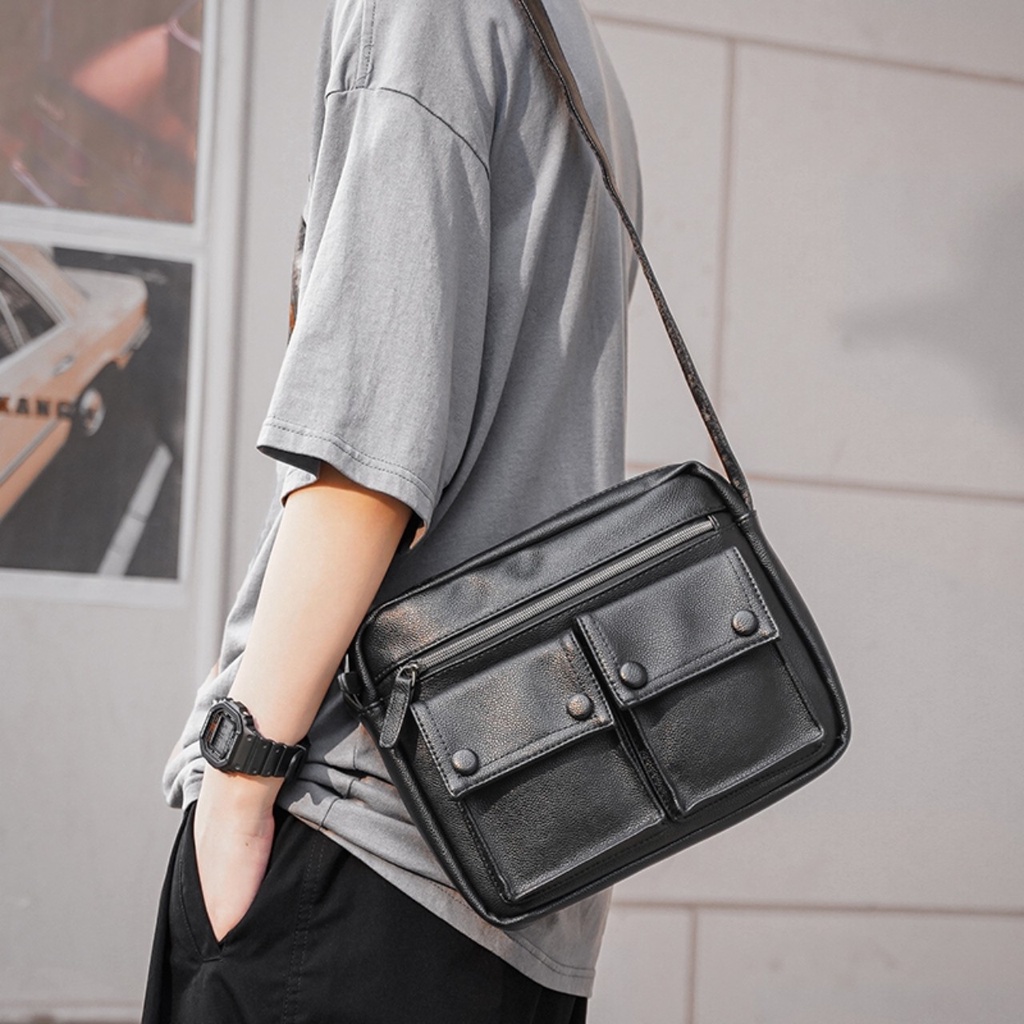 Túi Đeo Chéo Nam Thời Trang Basic Flybag sambag Màu Đen Cao Cấp - Túi Xách Nam Streetwear Nhỏ Gọn Chất Liệu Bền Đẹp