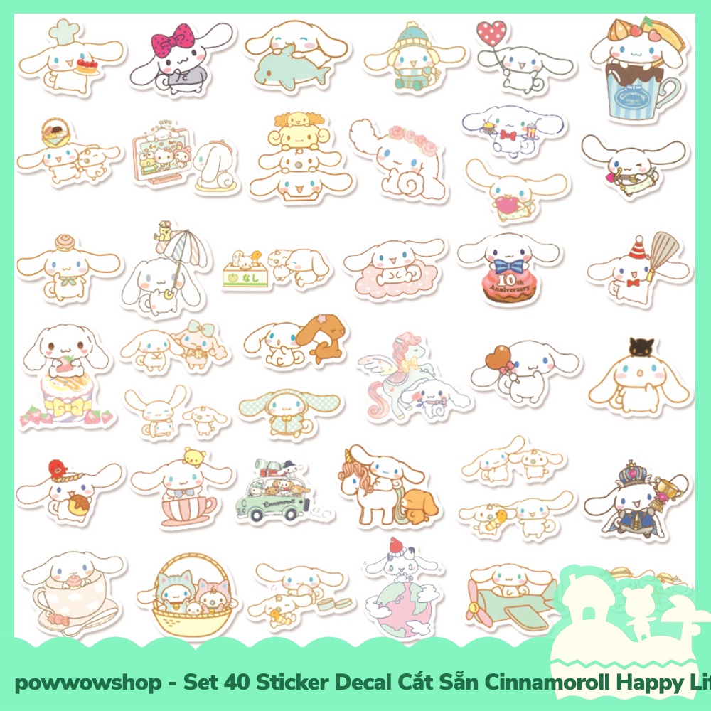 [Sẵn VN - Hỏa Tốc] Set 40/60 Sticker Mini Decal Dán Trang Trí Vật Dụng Mẫu Sanrio Cinnamoroll Cute Lovely Days