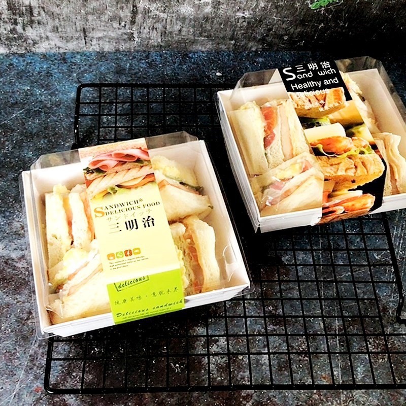 10 Hộp Tô Giấy Kraft hình Vuông Nắp Pet ⚡ HÀNG LOẠI 1 ⚡ 10 cái hộp giấy đựng rau câu, bánh mì có nắp