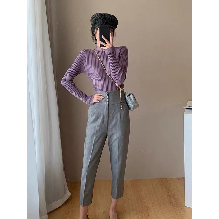 MS185 Áo len tăm nữ phối thun lưới tay xoè điệu đà
