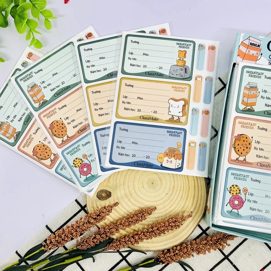 Set 10 Nhãn Vở Có Keo Dán Sẵn