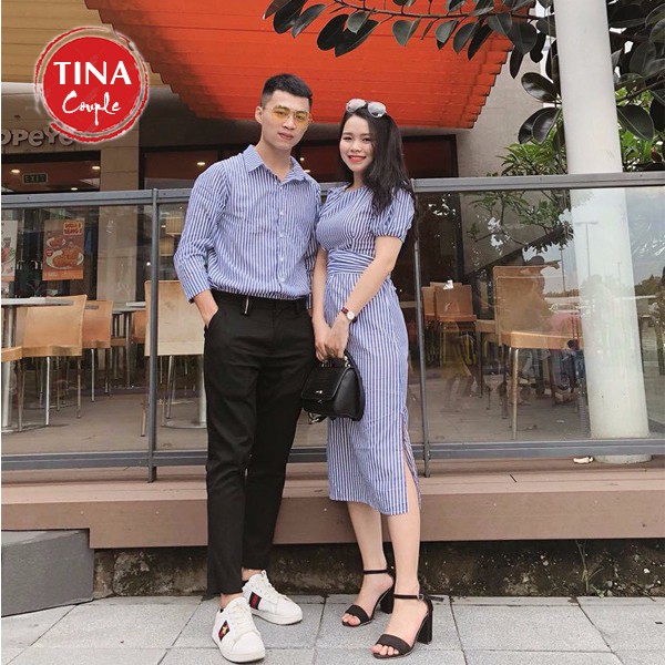 SET ĐỒ ĐÔI NAM NỮ ĐẸP COUPLE TINA SET ĐỒ CẶP NAM NỮ ĐẸP VÁY DÁNG BODY SỌC THEO PHONG CÁCH HÀN QUỐC SIÊU XINH