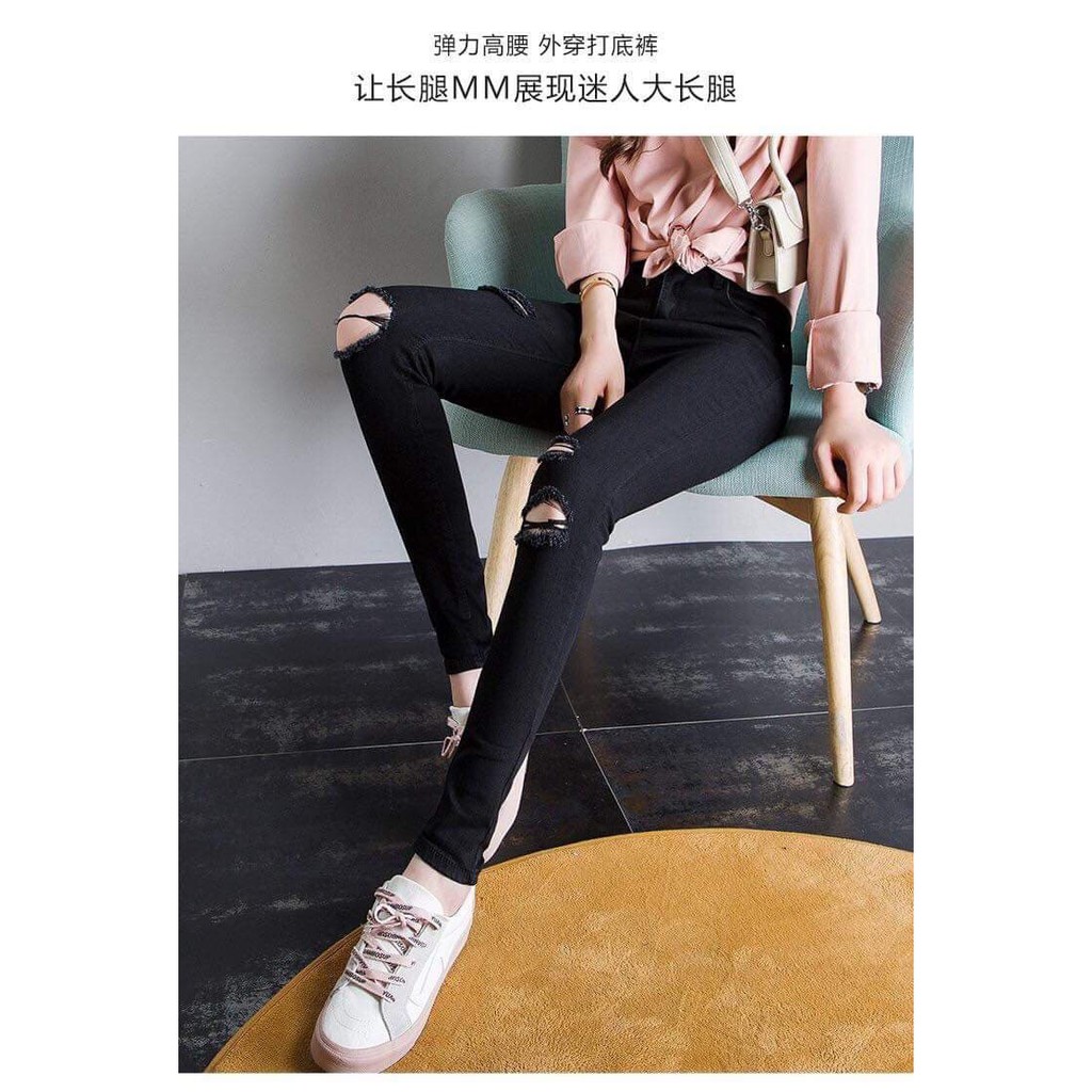 Quần jean nữ bigsize 58-90kg, quần jean đen size lớn co giãn  KimFashion